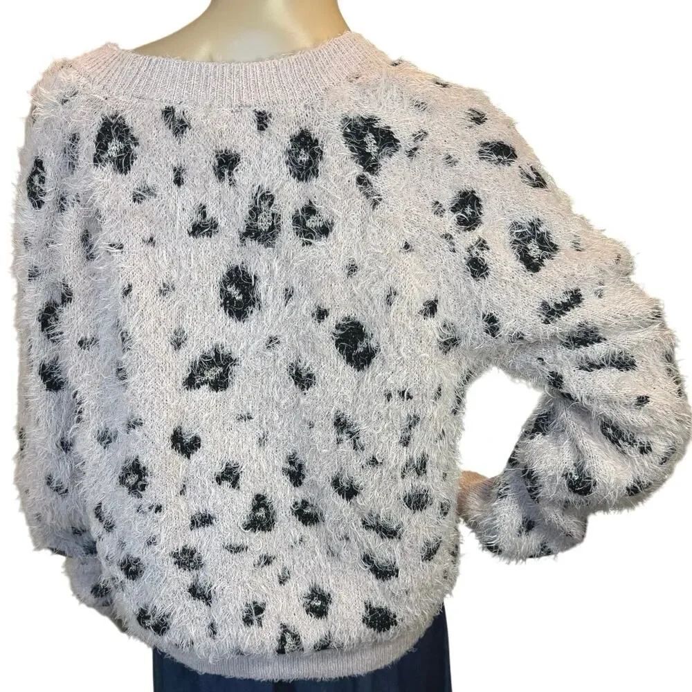 Candie's Eyelash Mock Neck Pullover Crewneck Leopard Print Sweater Cozy Chic XL - Picture 7 of 10